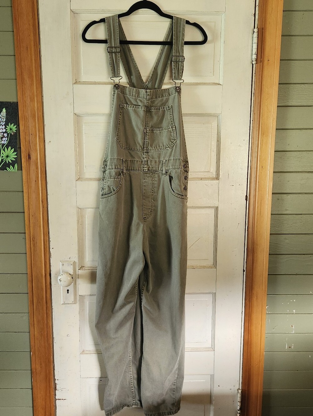 We The Free Olive Green Denim Overalls